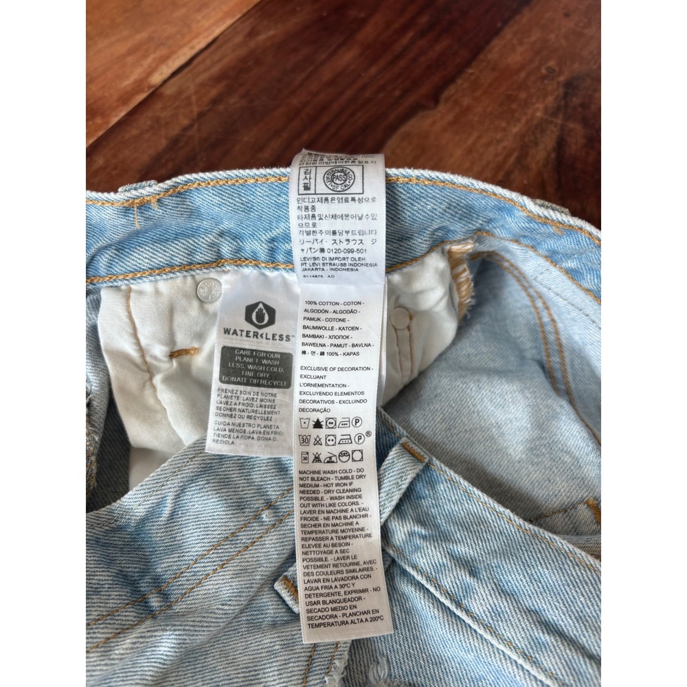 LEVI'S 501 denim shorts women sz 23 distressed button fly high rise cut-off - Picture 8 of 11